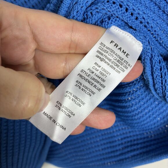 FRAME Denim Scoop Knit Sweater Tank Top Blue Sz M Nautical Preppy Classic - Picture 5 of 6